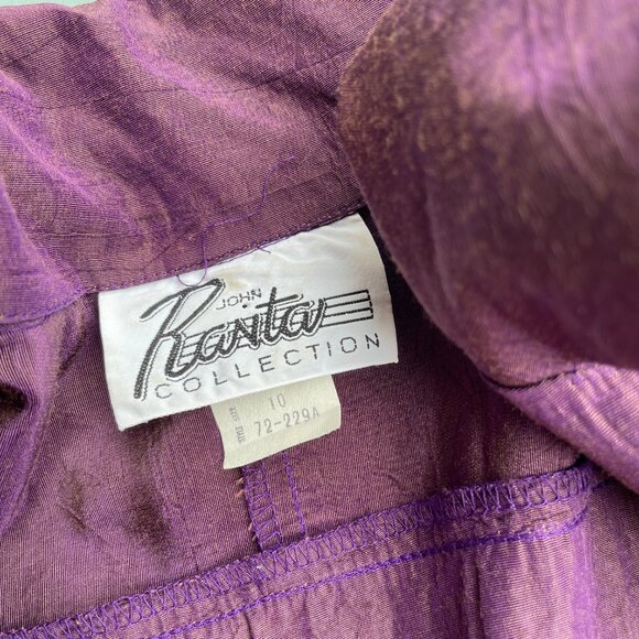 Vintage Shirtdress 80s John Ranta Iridescent Purple Shirt Dress| Size Large - Picture 12 of 16